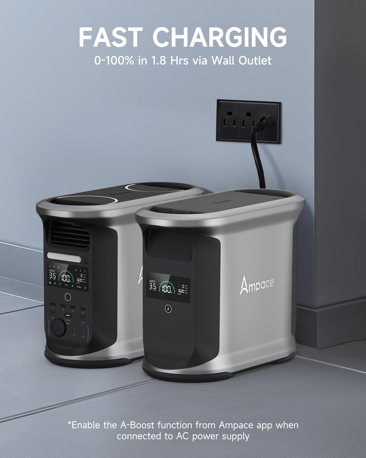 AMPACE Extra Battery Andes 1500, 1462Wh LiFePo4 Expansion Battery